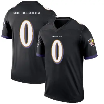＃0 Men's Gerad Christian-Lichtenhan Black Legend Baltimore Ravens Jersey