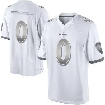 ＃0 Men's Gerad Christian-Lichtenhan White Limited Baltimore Ravens Platinum Jersey