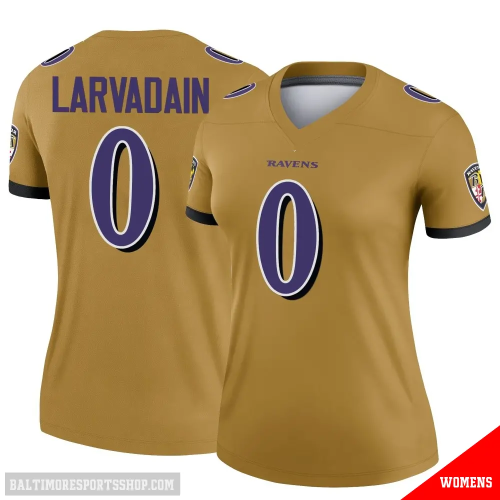 ＃0 Women's Gage Larvadain Gold Legend Baltimore Ravens Inverted Jersey