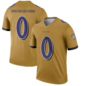 ＃0 Youth Gerad Christian-Lichtenhan Gold Legend Baltimore Ravens Inverted Jersey