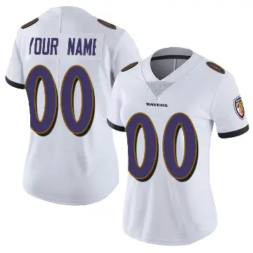 ＃00 Women's Custom White Limited Baltimore Ravens Vapor Untouchable Jersey