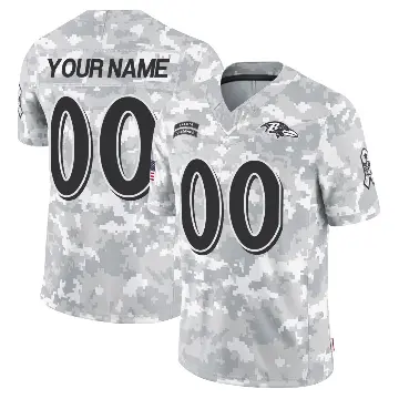 ＃00 Youth Custom Arctic Camo Limited Baltimore Ravens 2024 Salute to Service Jersey
