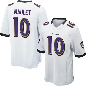 ＃10 Men's Arthur Maulet White Game Baltimore Ravens Jersey