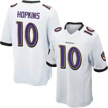 ＃10 Men's DeAndre Hopkins White Game Baltimore Ravens Jersey
