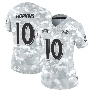 ＃10 Women's DeAndre Hopkins Arctic Camo Limited Baltimore Ravens 2024 Salute to Service Jersey