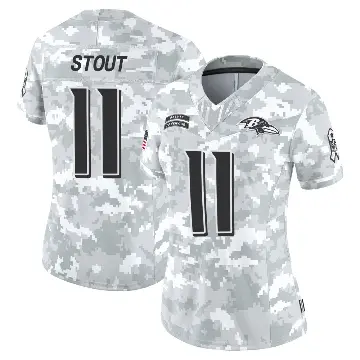 ＃11 Women's Jordan Stout Arctic Camo Limited Baltimore Ravens 2024 Salute to Service Jersey