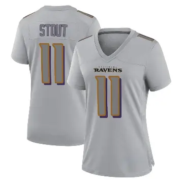 ＃11 Women's Jordan Stout Gray Game Baltimore Ravens Atmosphere Fashion Jersey