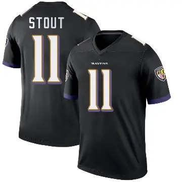 ＃11 Youth Jordan Stout Black Legend Baltimore Ravens Jersey