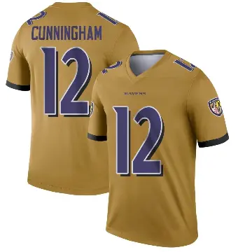 ＃12 Men's Malik Cunningham Gold Legend Baltimore Ravens Inverted Jersey