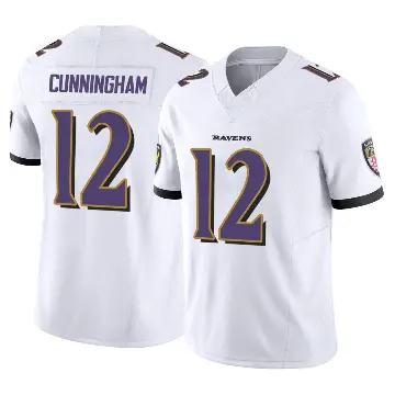 ＃12 Men's Malik Cunningham White Limited Baltimore Ravens Vapor F.U.S.E. Jersey