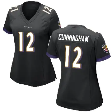 ＃12 Women's Malik Cunningham Black Game Baltimore Ravens Jersey