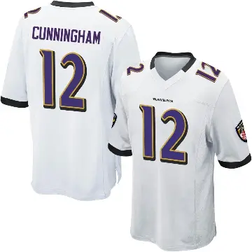 ＃12 Youth Malik Cunningham White Game Baltimore Ravens Jersey