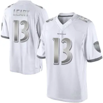 ＃13 Men's Devin Leary White Limited Baltimore Ravens Platinum Jersey