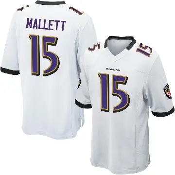 ＃15 Men's Ryan Mallett White Game Baltimore Ravens Jersey