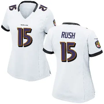 ＃15 Women's Cooper Rush White Game Baltimore Ravens Jersey