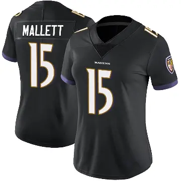 ＃15 Women's Ryan Mallett Black Limited Baltimore Ravens Alternate Vapor Untouchable Jersey