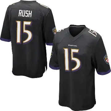 ＃15 Youth Cooper Rush Black Game Baltimore Ravens Jersey