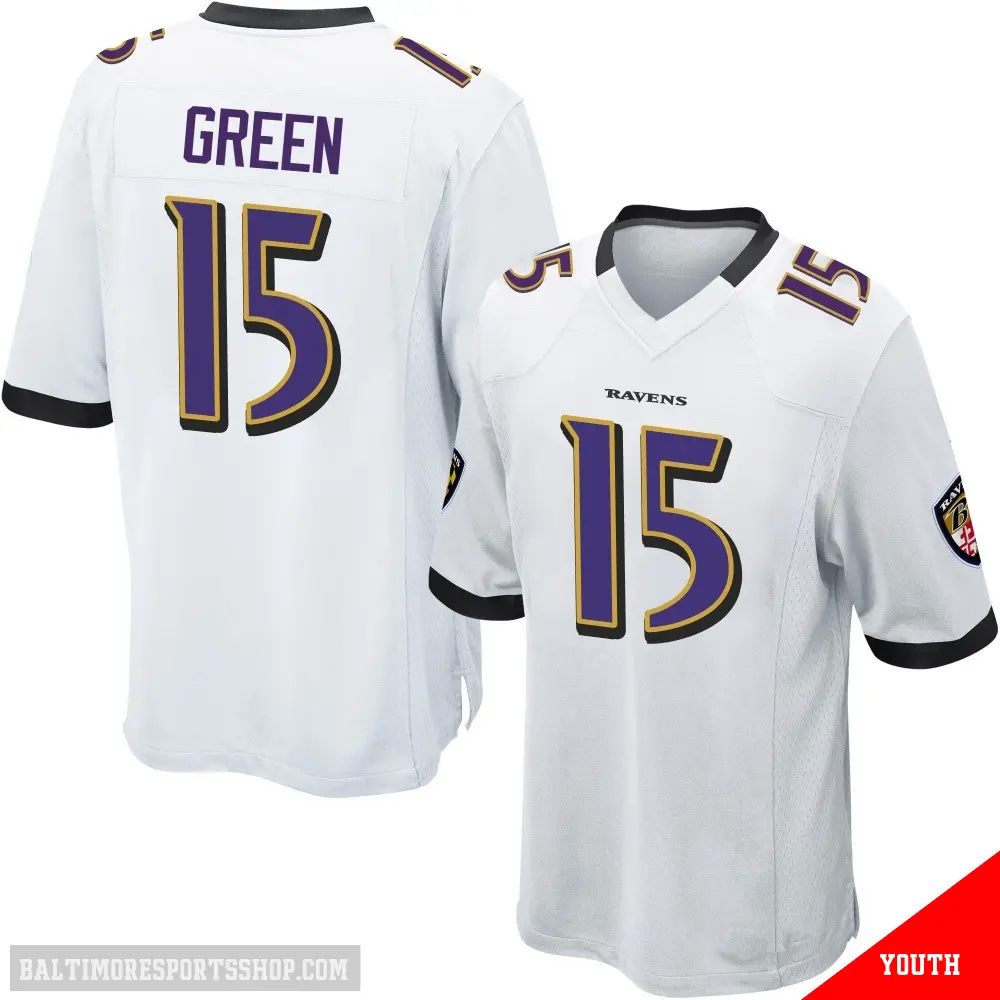 ＃15 Youth Mike Green White Game Baltimore Ravens Jersey