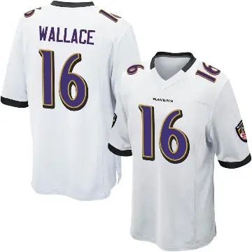 ＃16 Men's Tylan Wallace White Game Baltimore Ravens Jersey