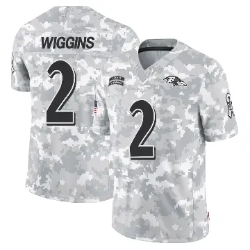 ＃2 Men's Nate Wiggins Arctic Camo Limited Baltimore Ravens 2024 Salute to Service Jersey