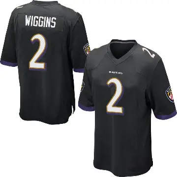 ＃2 Men's Nate Wiggins Black Game Baltimore Ravens Jersey
