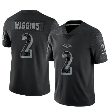 ＃2 Men's Nate Wiggins Black Limited Baltimore Ravens Reflective Jersey