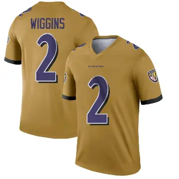 ＃2 Men's Nate Wiggins Gold Legend Baltimore Ravens Inverted Jersey
