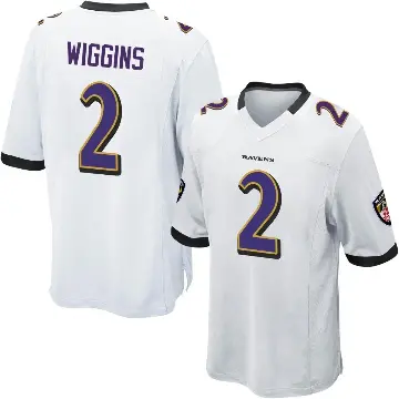＃2 Men's Nate Wiggins White Game Baltimore Ravens Jersey