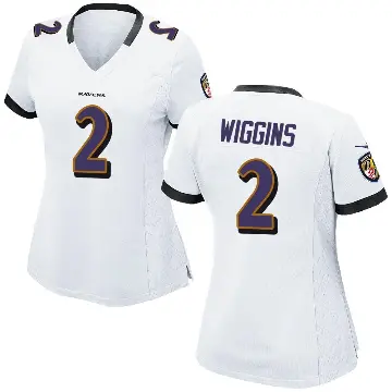 ＃2 Women's Nate Wiggins White Game Baltimore Ravens Jersey