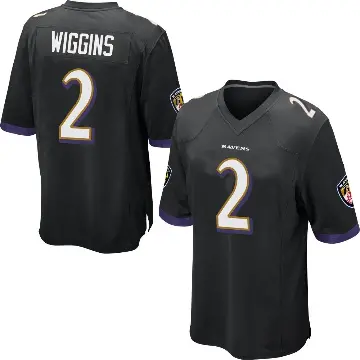 ＃2 Youth Nate Wiggins Black Game Baltimore Ravens Jersey