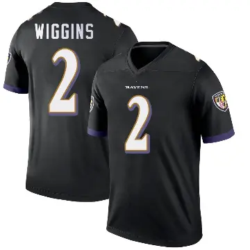 ＃2 Youth Nate Wiggins Black Legend Baltimore Ravens Jersey
