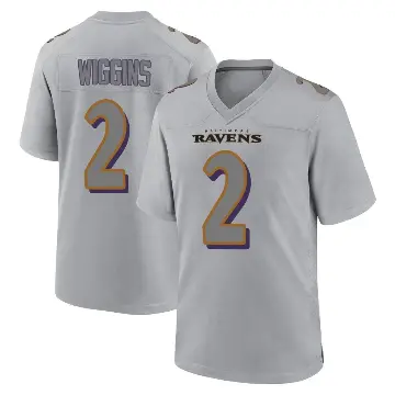 ＃2 Youth Nate Wiggins Gray Game Baltimore Ravens Atmosphere Fashion Jersey