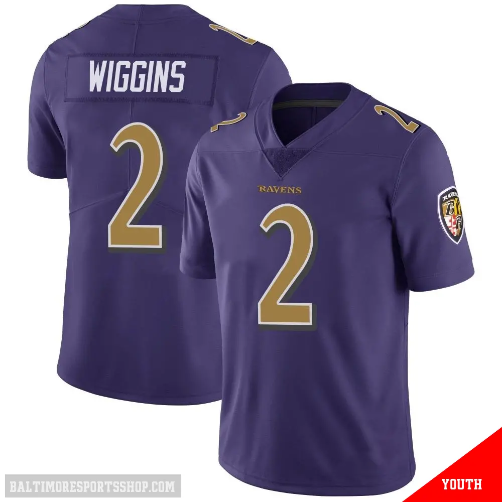 ＃2 Youth Nate Wiggins Purple Limited Baltimore Ravens Color Rush Vapor Untouchable Jersey