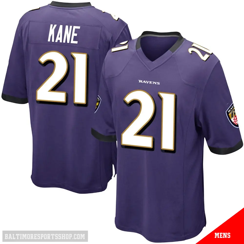 ＃21 Men's Sanoussi Kane Purple Game Baltimore Ravens Team Color Jersey