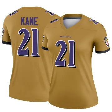 ＃21 Women's Sanoussi Kane Gold Legend Baltimore Ravens Inverted Jersey