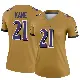 ＃21 Women's Sanoussi Kane Gold Legend Baltimore Ravens Inverted Jersey