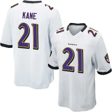 ＃21 Youth Sanoussi Kane White Game Baltimore Ravens Jersey