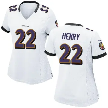＃22 Women's Derrick Henry White Game Baltimore Ravens Jersey