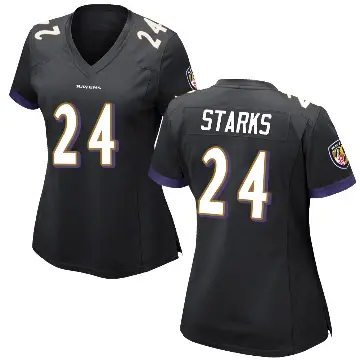 ＃24 Women's Malaki Starks Black Game Baltimore Ravens Jersey