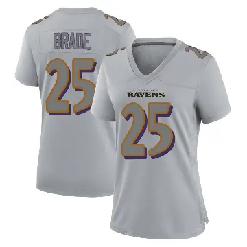 ＃25 Women's Beau Brade Gray Game Baltimore Ravens Atmosphere Fashion Jersey