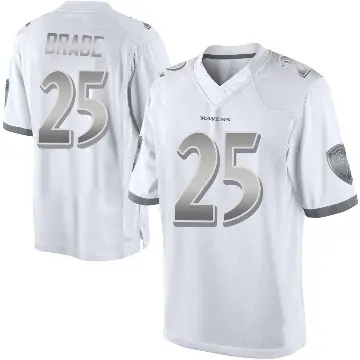 ＃25 Youth Beau Brade White Limited Baltimore Ravens Platinum Jersey