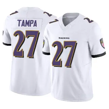 ＃27 Men's T.J. Tampa White Limited Baltimore Ravens Vapor F.U.S.E. Jersey