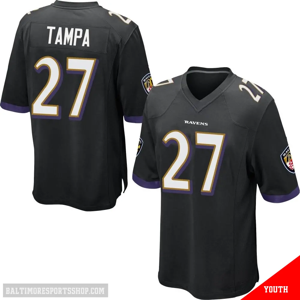 ＃27 Youth T.J. Tampa Black Game Baltimore Ravens Jersey