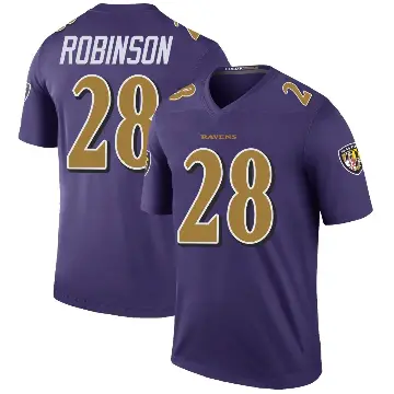 ＃28 Men's Marquise Robinson Purple Legend Baltimore Ravens Color Rush Jersey
