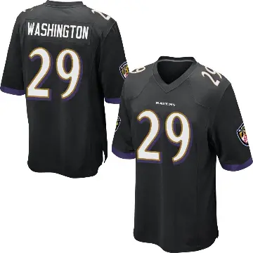 ＃29 Men's Ar'Darius Washington Black Game Baltimore Ravens Jersey