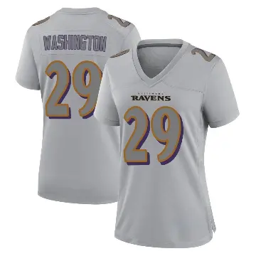 ＃29 Women's Ar'Darius Washington Gray Game Baltimore Ravens Atmosphere Fashion Jersey