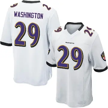 ＃29 Youth Ar'Darius Washington White Game Baltimore Ravens Jersey