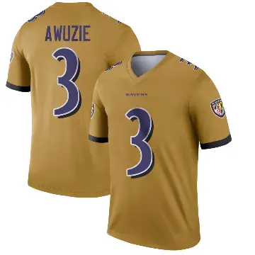 ＃3 Men's Chidobe Awuzie Gold Legend Baltimore Ravens Inverted Jersey