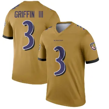 ＃3 Men's Robert Griffin III Gold Legend Baltimore Ravens Inverted Jersey