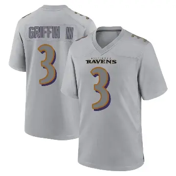 ＃3 Men's Robert Griffin III Gray Game Baltimore Ravens Atmosphere Fashion Jersey